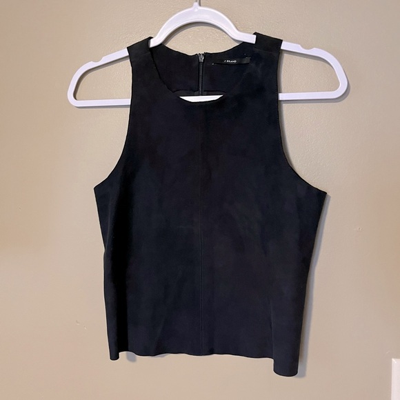 J Brand Trevia Suede Black Iris Navy Tank - Picture 3 of 9